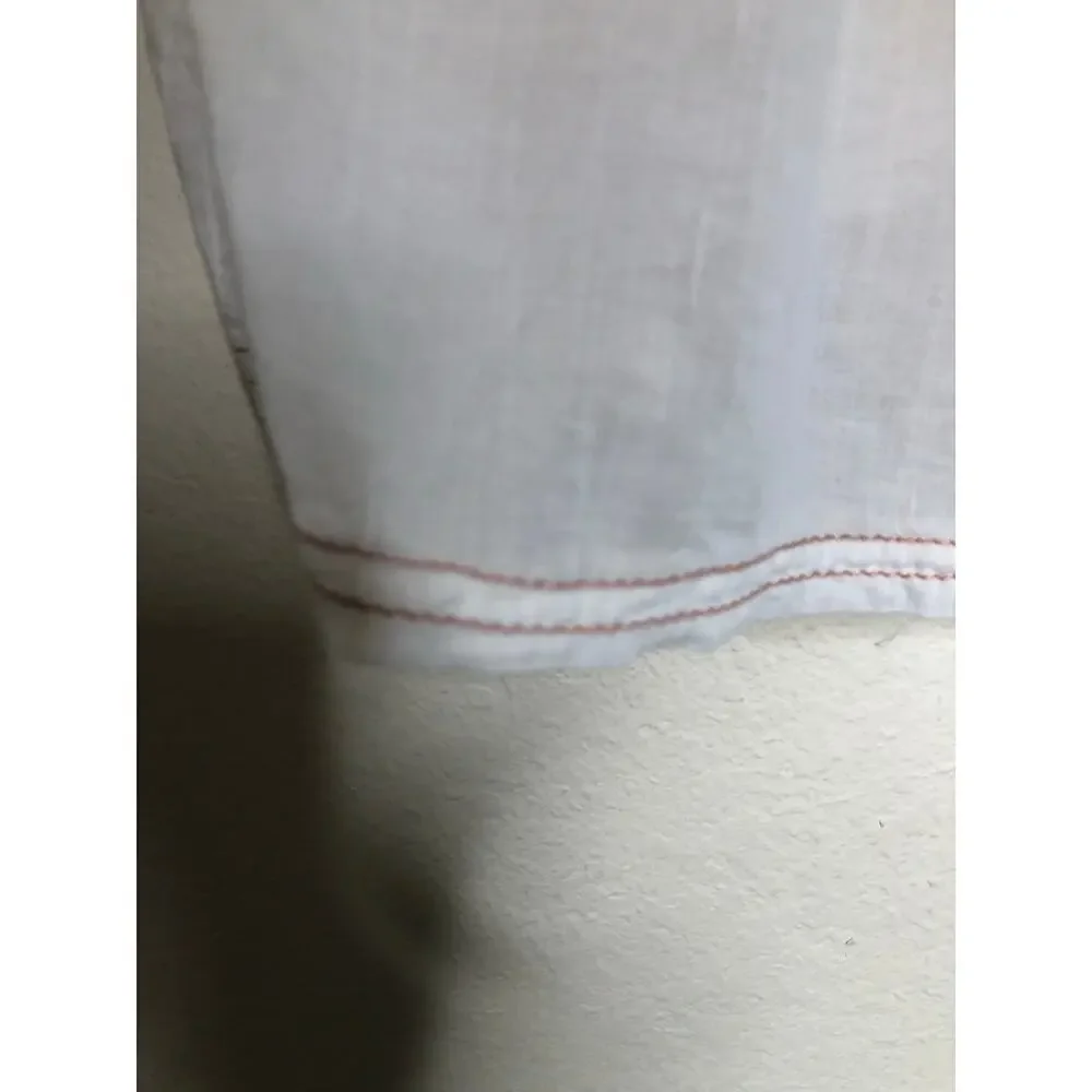 We The Free Sweet Stripe Orange and White Balloon Sleeve Boho Oversized Blouse - Picture 7 of 13